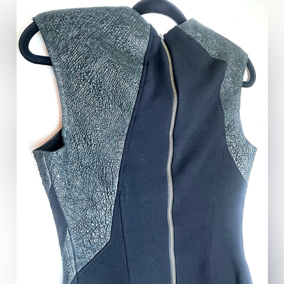 ❗️NEW Helmut Lang Crystal Leather Black Two Tone Asymmetrical Sheath Dress - Picture 11 of 17